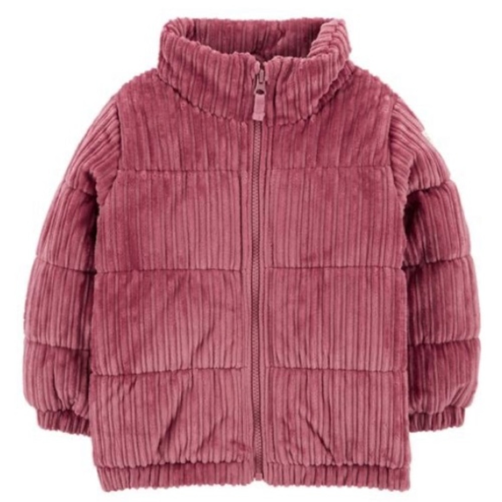 Oshkosh B’Gosh Toddler Heavyweight Corduroy Puffer Jacket Girls 4 Pink Full Zip